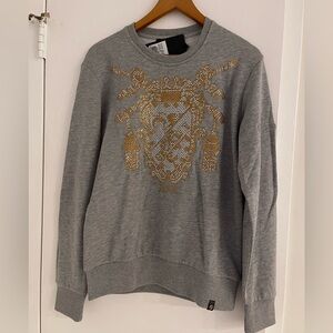 Avenue George V Paris Men’s Sweatshirt Gray Long Sleeve Rhinestone Medium